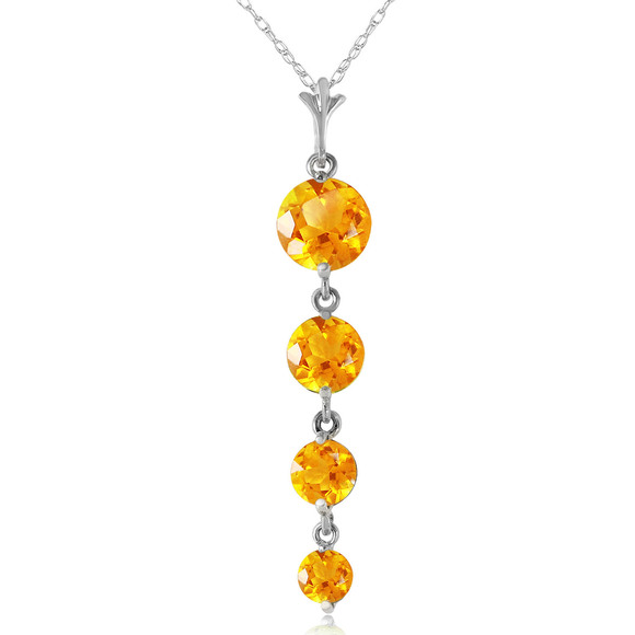 14K. SOLID GOLD NECKLACE WITH NATURAL CITRINES (White Gold)